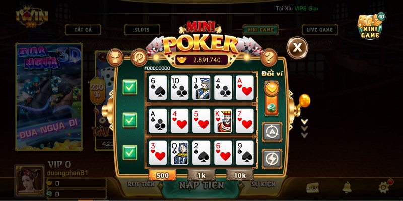 Hình ảnh giao diện Poker Mini trên QH88