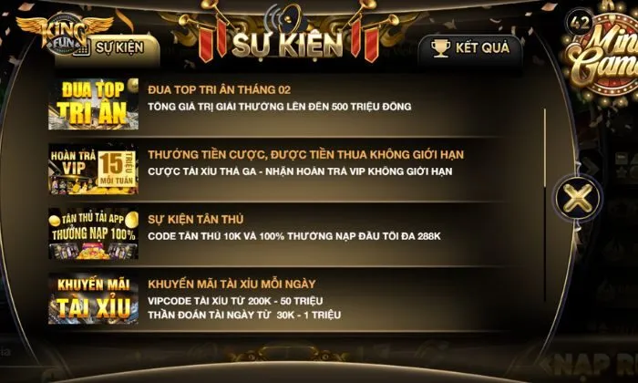 Điểm danh các sự kiện Khuyến mãi Kingfun